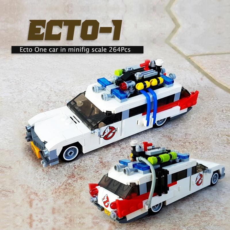 MOC City Movie Car Building Blocks Technology Brick Ecto One Car Mini Scale DIY Assembly Toys Xmas Children Gifts