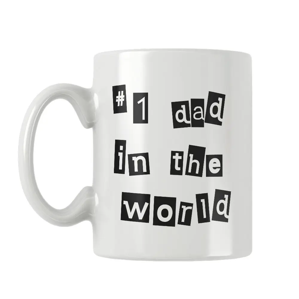 #1 Dad In The World Coffee Tea Milk Beer Cup Mug White Ceramic Unique Gifts For Father's Day