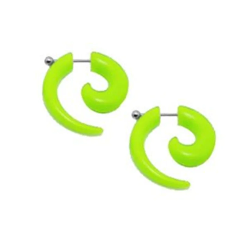 2PCS Acrylic Spiral Fake Ear Gauge Earring Snail Cheater Ear Plugs and Tunnels Fake Ear Stretcher Expander Punk Earrings