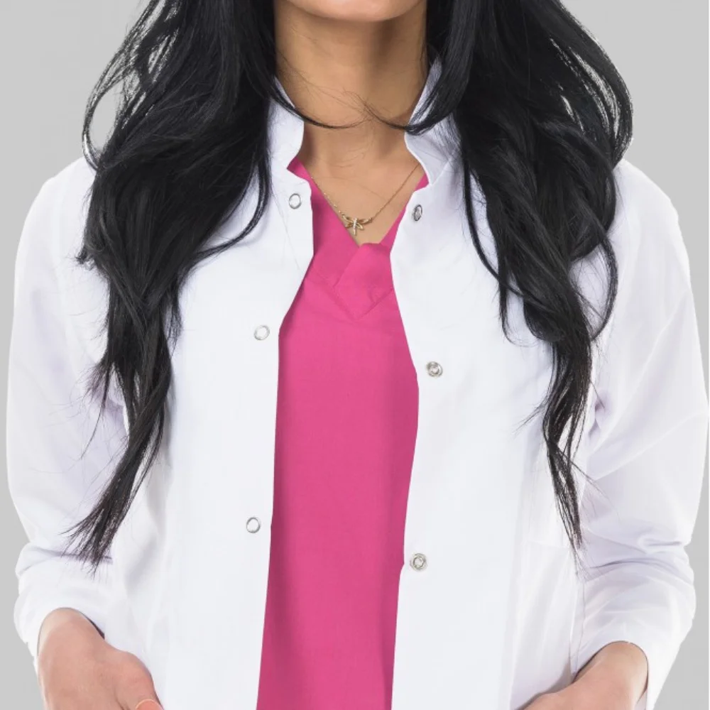 Colar íngreme da luva longa de minart labcoat, uniforme, uniforme médico, colar íngreme, uniforme do doutor, uso hospitalar, roupa médica