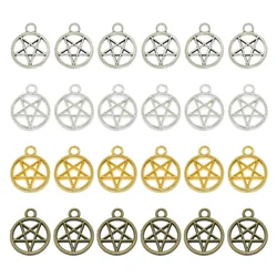 30pcs Wholesale Four Color Star Pentagram Charms Alloy Metal Wicca Pendants For DIY Handmade Jewelry Accessories Making 16*13mm