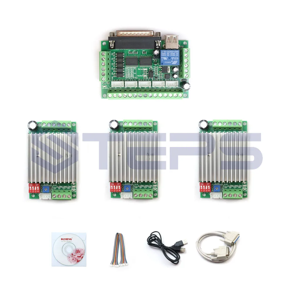 

CNC Router 3 Axis Kit,TB6600 3 Axis Stepper Motor Driver Controller kit 4.5A mach3 + one 5 axis breakout board