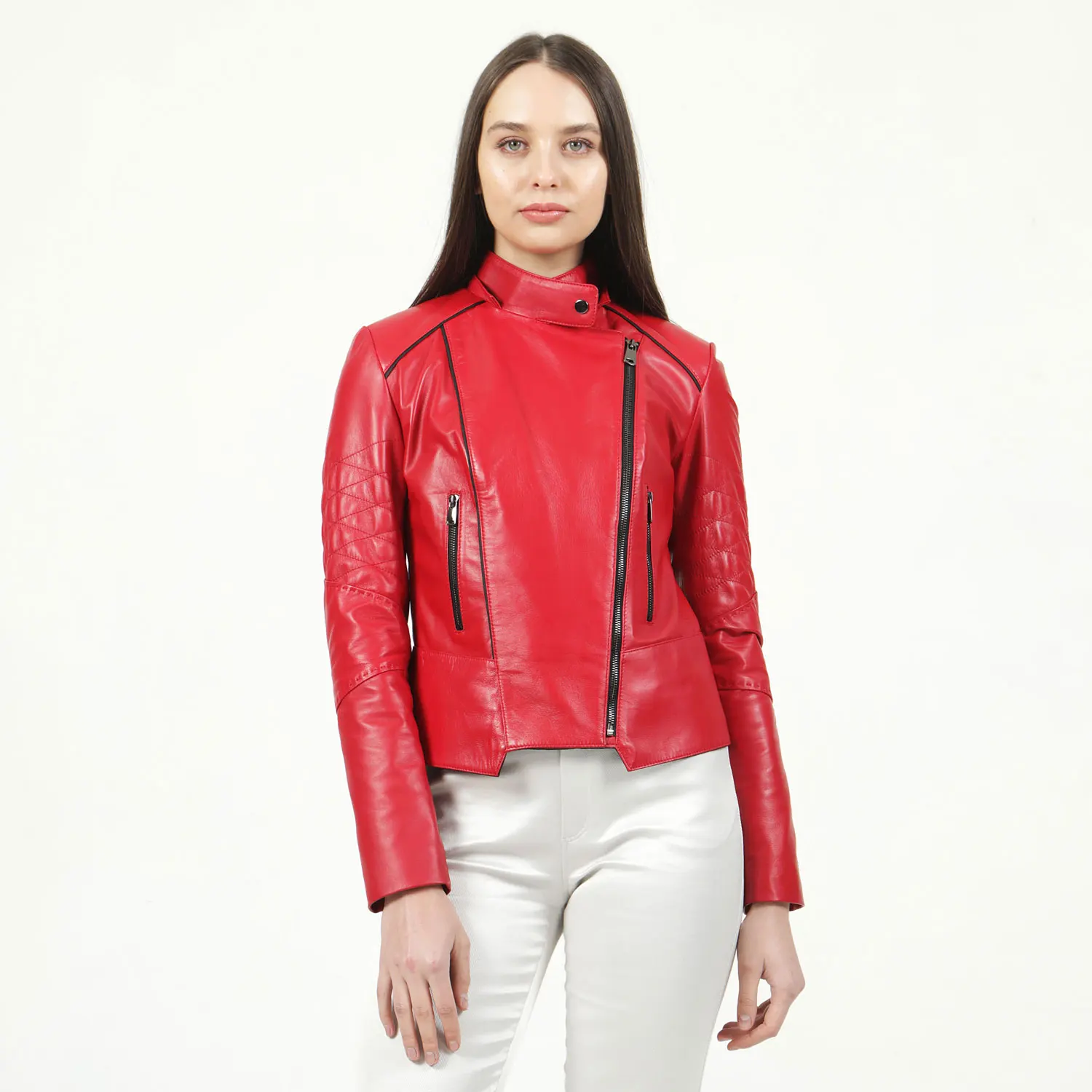 Veste de motard en cuir véritable de mouton pour femme, vêtement à capuche, tendance, automne et printemps