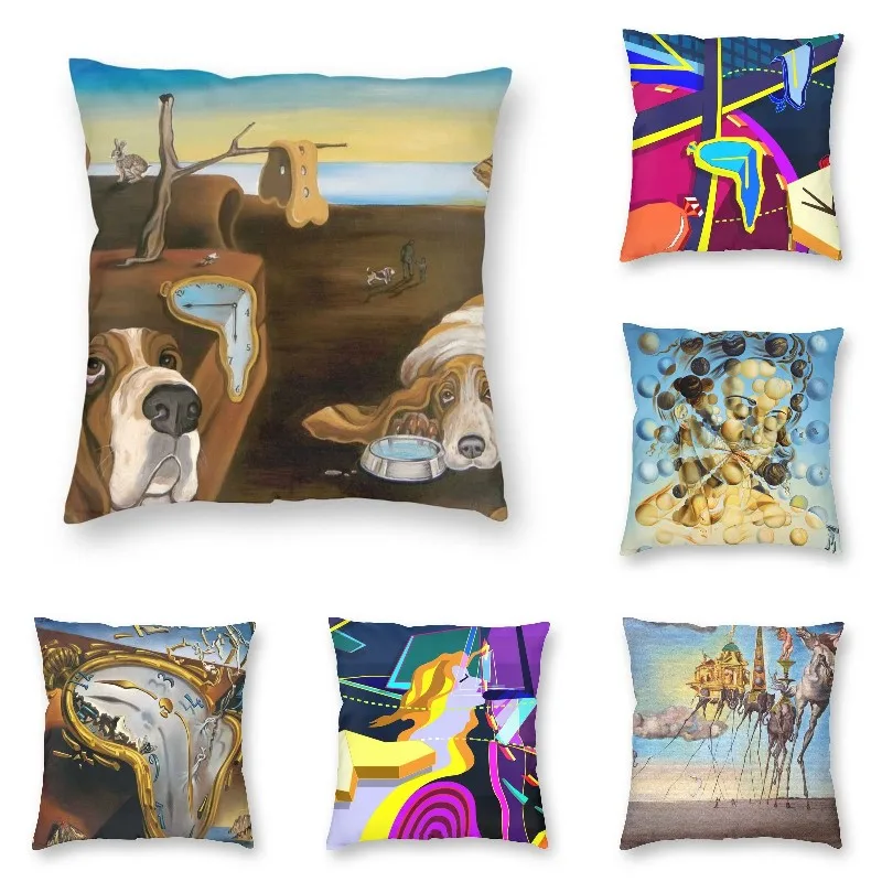 Salvador Dali The Persistence Of Basset Hound Cushion Covers Abstract Spain Surrealist Artist Pillow Case Home Decor Pillowcase