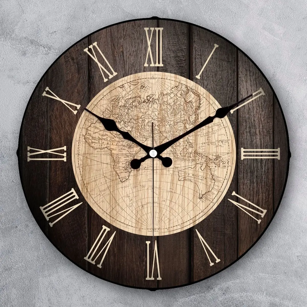 36 cm Wood Look Real Camber Glass Flowing Seconds Silent Mechanism Decorative Wall Clock