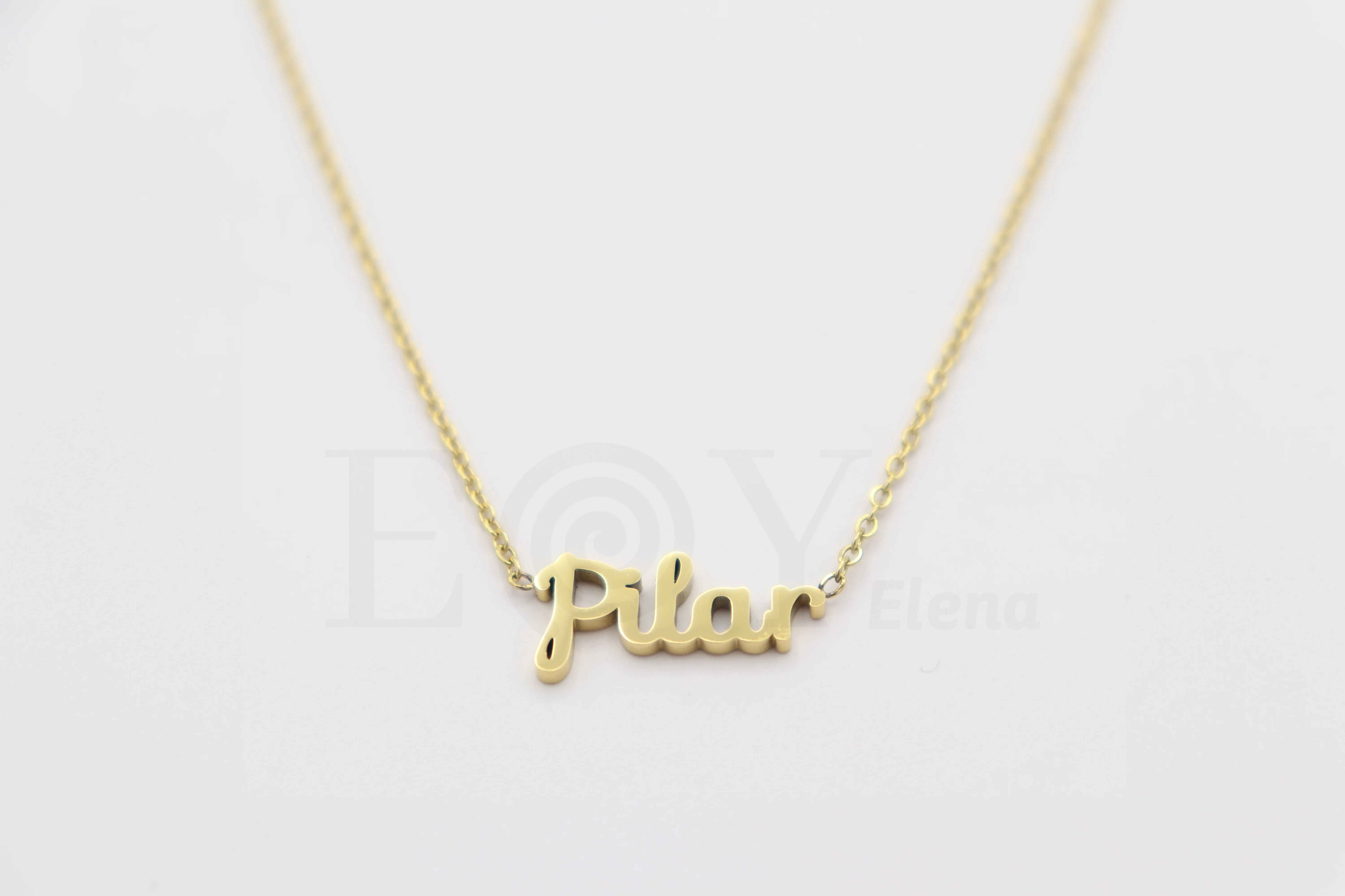 Collar De Acero Inox Con Nombre De Pilar Color Dorado Alta Calidad Envió Desde España