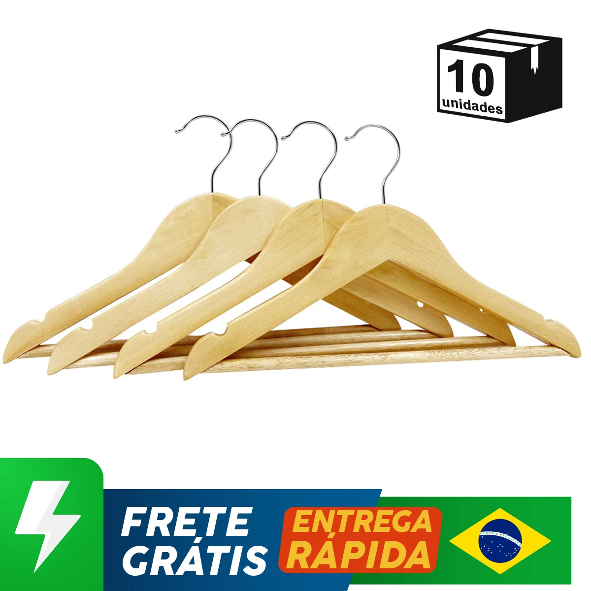 10 Cabides Madeira Sólida Suporte Alta Qualidade 360 ° Rack Guarda-Roupas Organizador De Casa E Quarto Para Crianças bebês