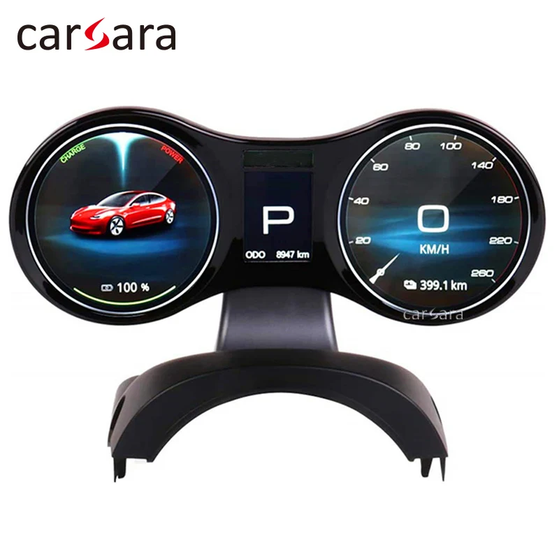 

LCD Digital Instrument Cluster for Tesla Model 3 Y Speed Gauges Tachometer Mileage TPMS Tire Oil Pressure Water TEMP Display