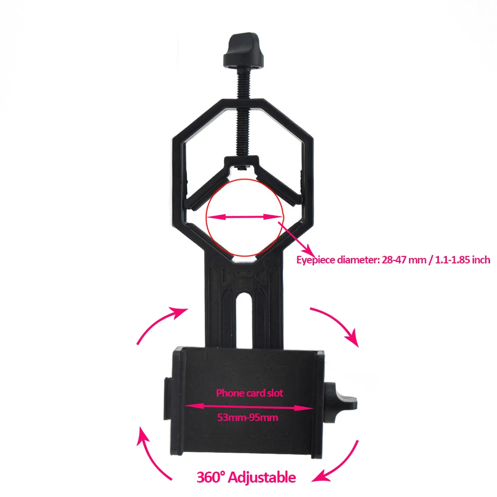 Universal Cell Phone Mount Adapter for Telescopes Binocular Monocular Microscope with Eyepiece Diameter 28mm-47mm