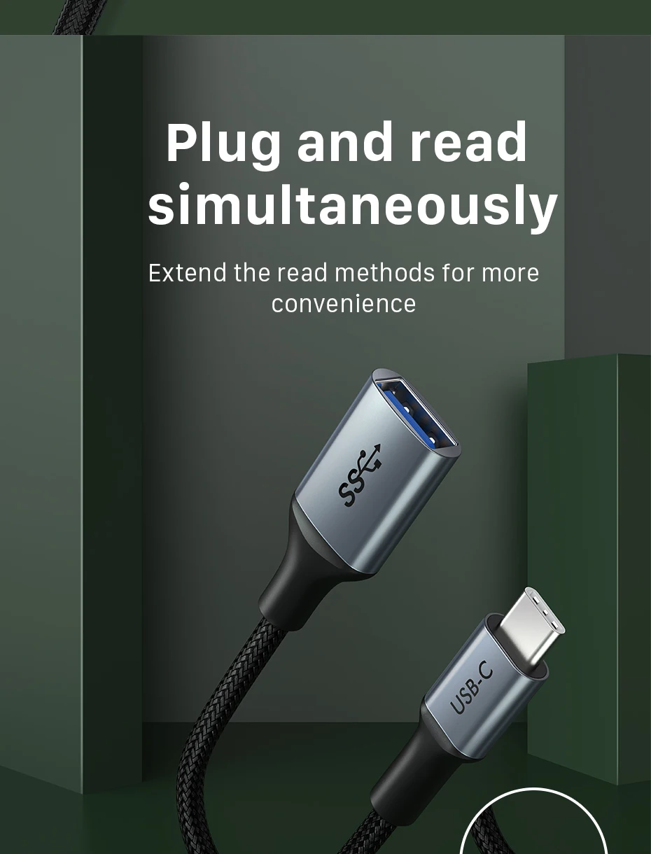 CABLETIME OTG Typ C Kabeladapter USB3.0/3.2 auf Typ C Adapteranschluss 5/10 Gbit/s für MacBook Xiaomi Huawei USB C OTG Connect – Detail 9