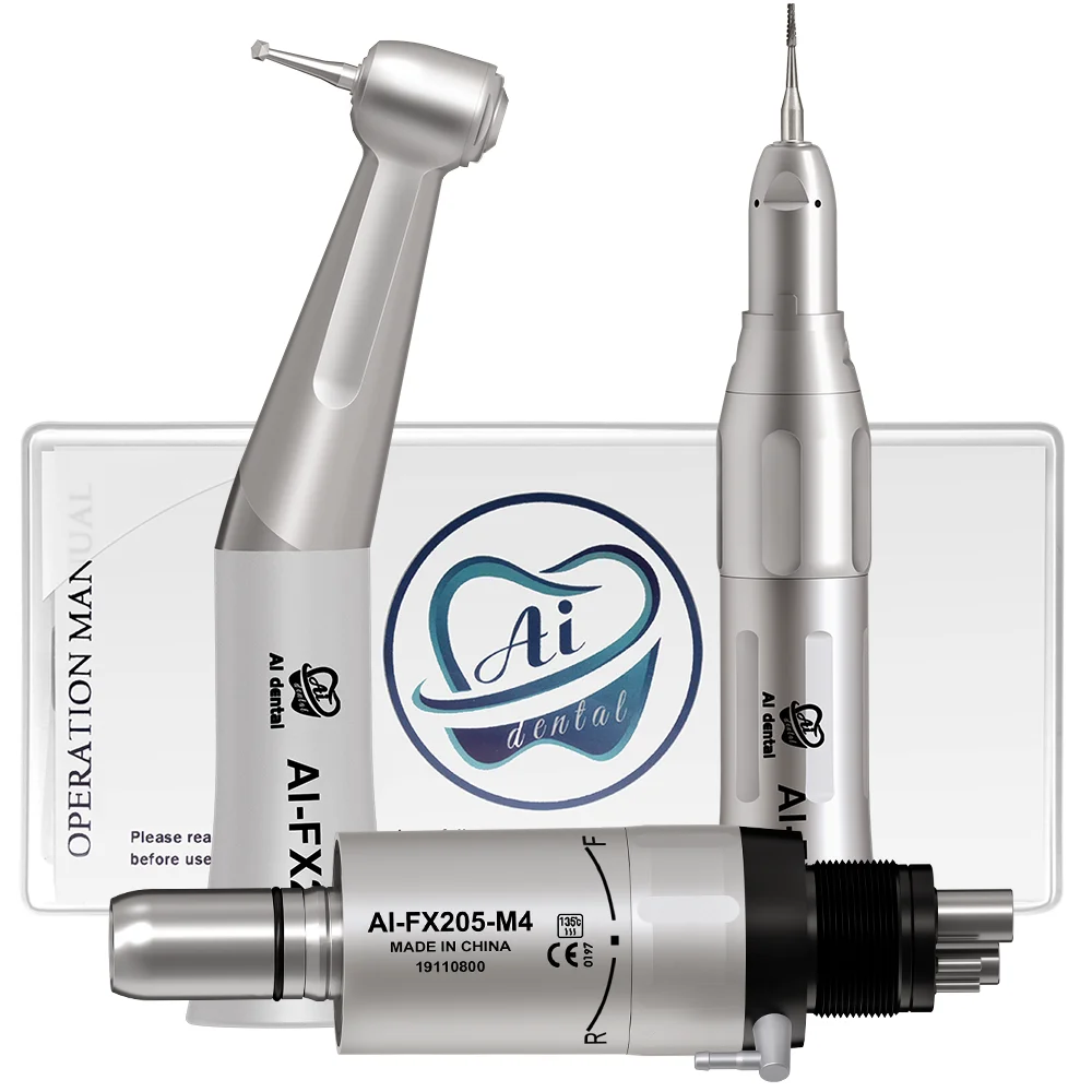 FX Style Dental Slow Speed Set FX25 Straight Handpiece And FX65 1:1 Contra Angle Air Motor 2/4 Hole With Ball Bearing