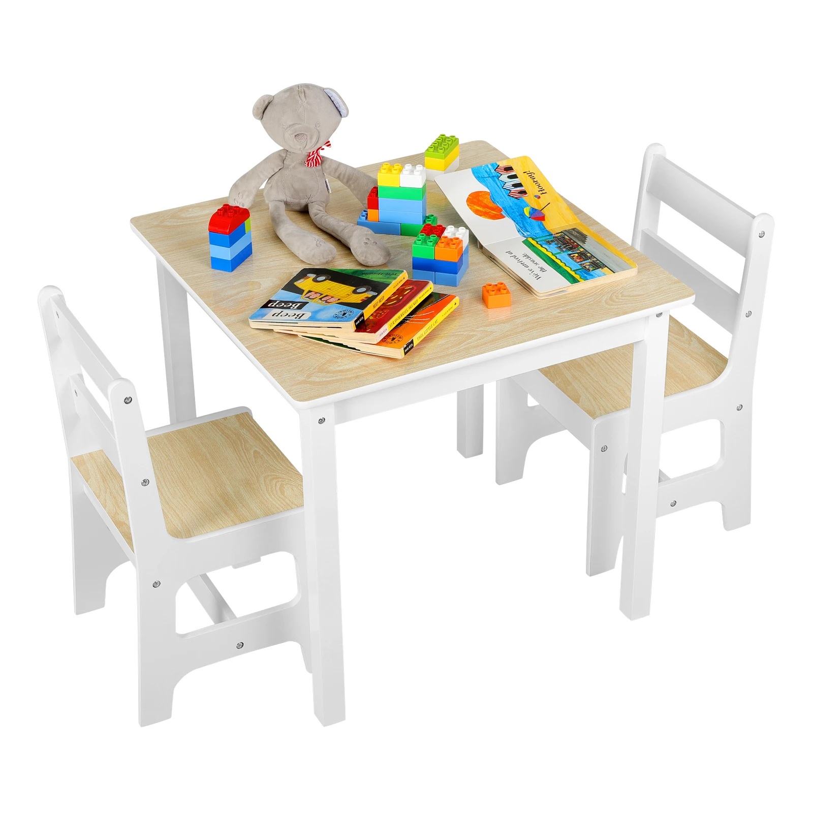 Chaises de table en bois pour tout-petits, table de bureau pour enfants avec 2 chaises, piste ol pour garçons et filles d\'âge alth, activité, jeu de