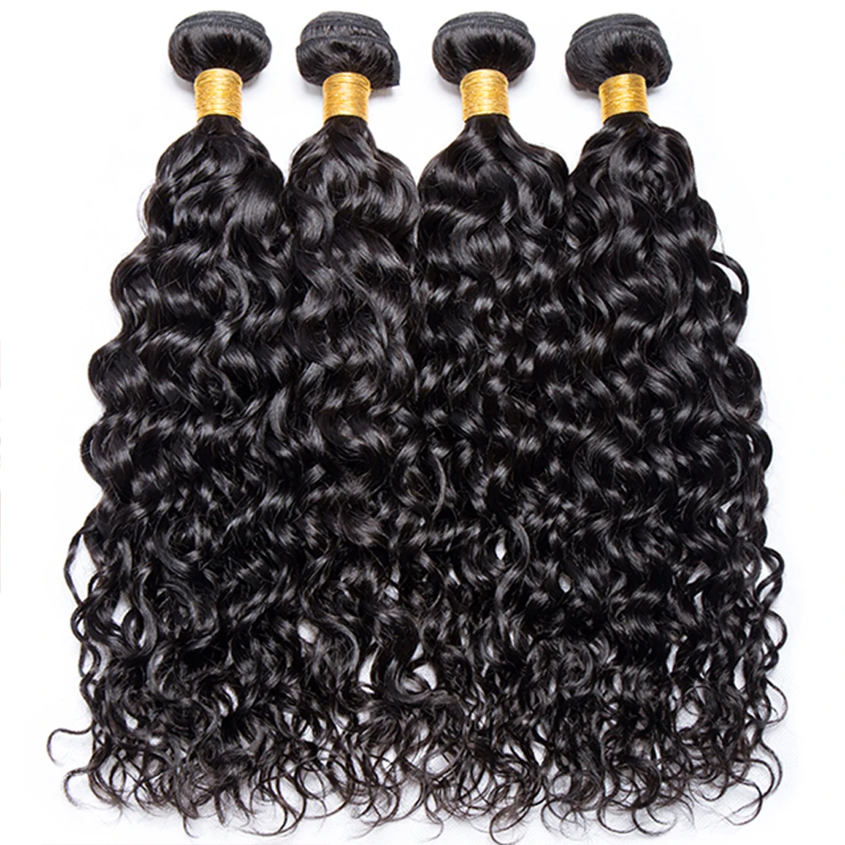 Water Wave Human Hair Bundles With Frontal 13x4 Wet and Wavy  display picture 1