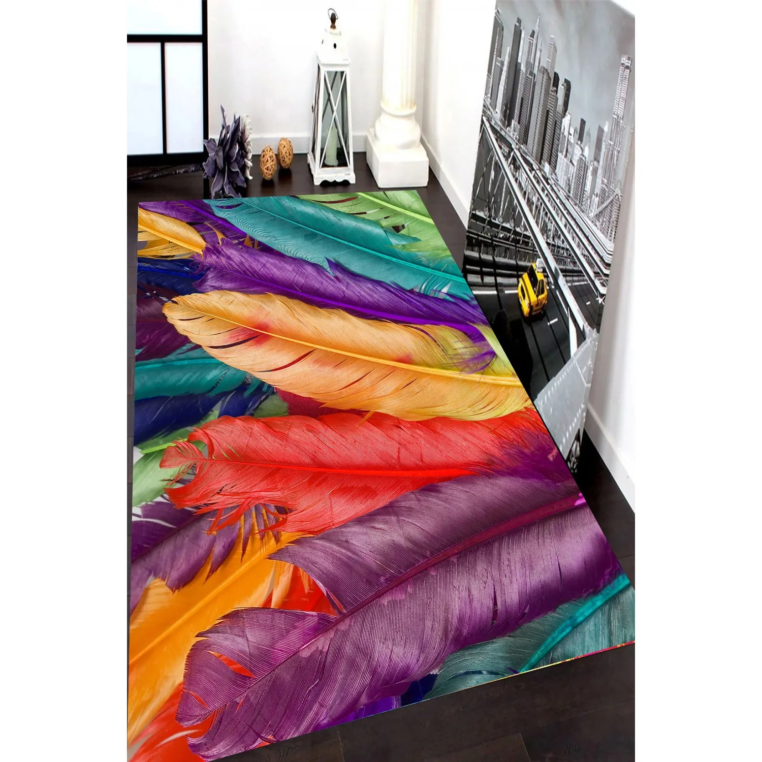 

Decorative Oriental Ornament Floor Non Slip Table Blanket Soft Door Mat Nursery Carpet for Living Room Home Indoor Runner