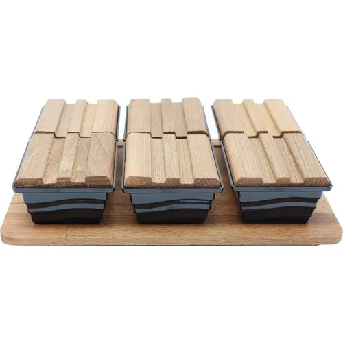 Cookbella Ow-09 Wood Tray Big Sauce 6lı Breakfast Black