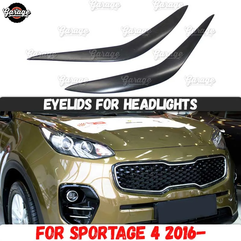 Eyelids for headlights for Kia Sportage 4 2016- ABS plastic pads cilia eyebrows covers trim accessories car styling tuning