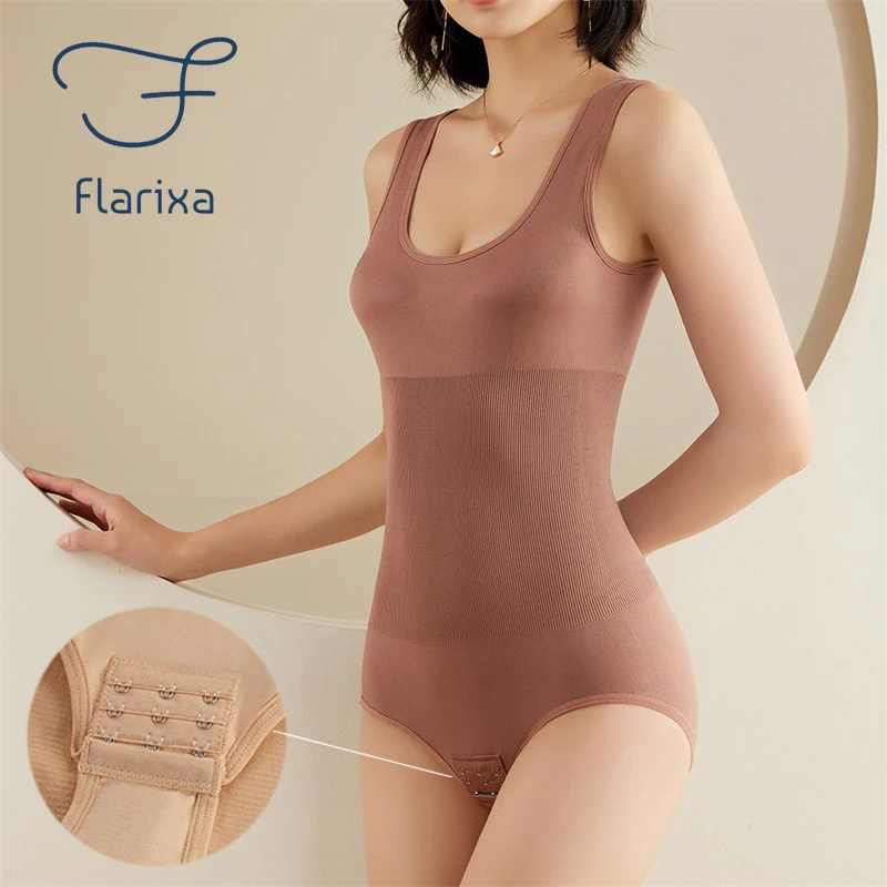 

Flarixa Large Size One Piece Body Shapewear Waist Trainer Women's Corset Seamless Abdomen Pants Crotch Buckle Slimming Underwear