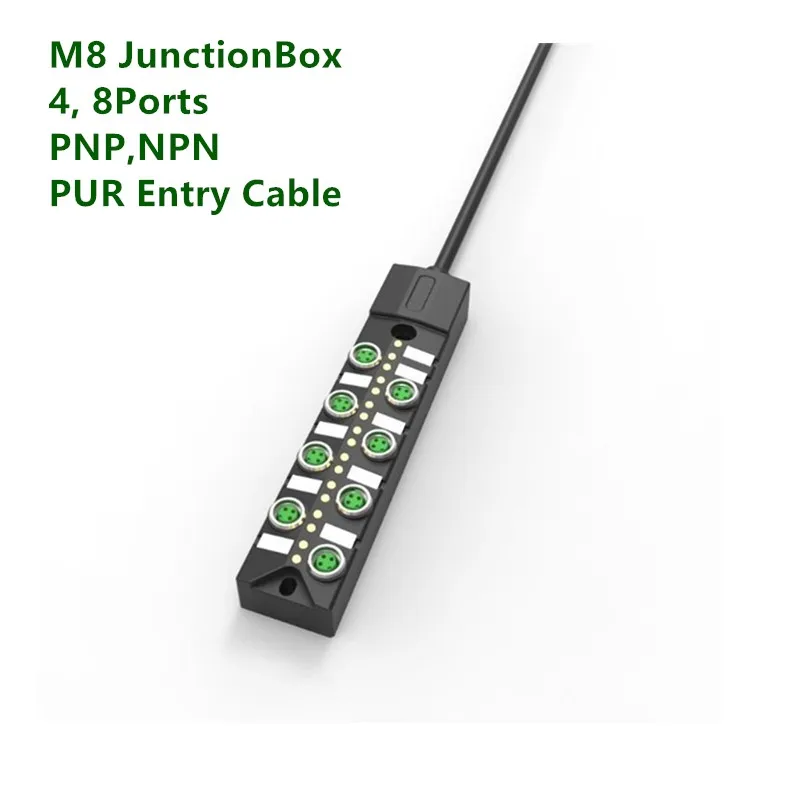 Junction Box, M8 , Splitter Box , Distribution Box , PNP, NPN, Sensor Box , with PUR Entry Cable