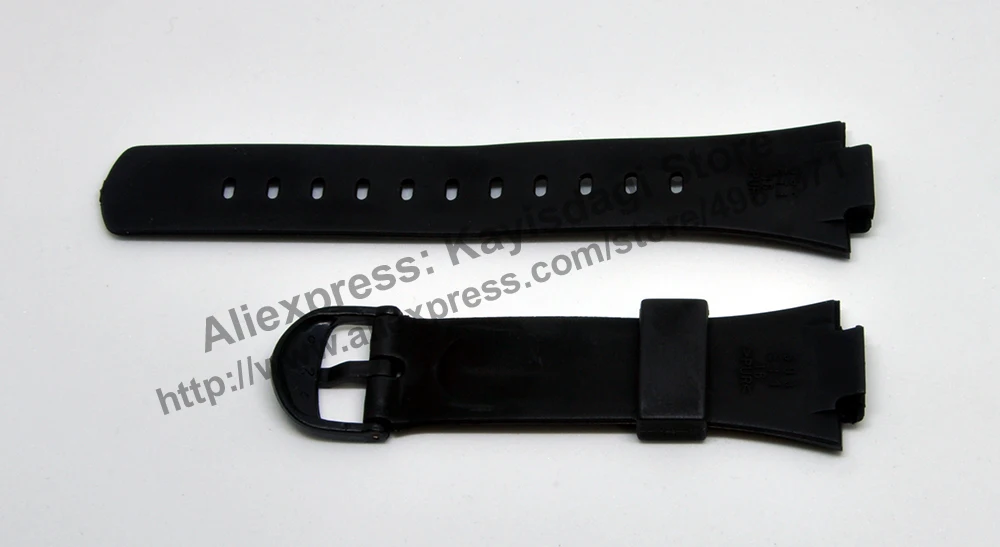 16mm Black Rubber Watch Band / Strap Compatible for Casio DB-E30-1AV / 2AV