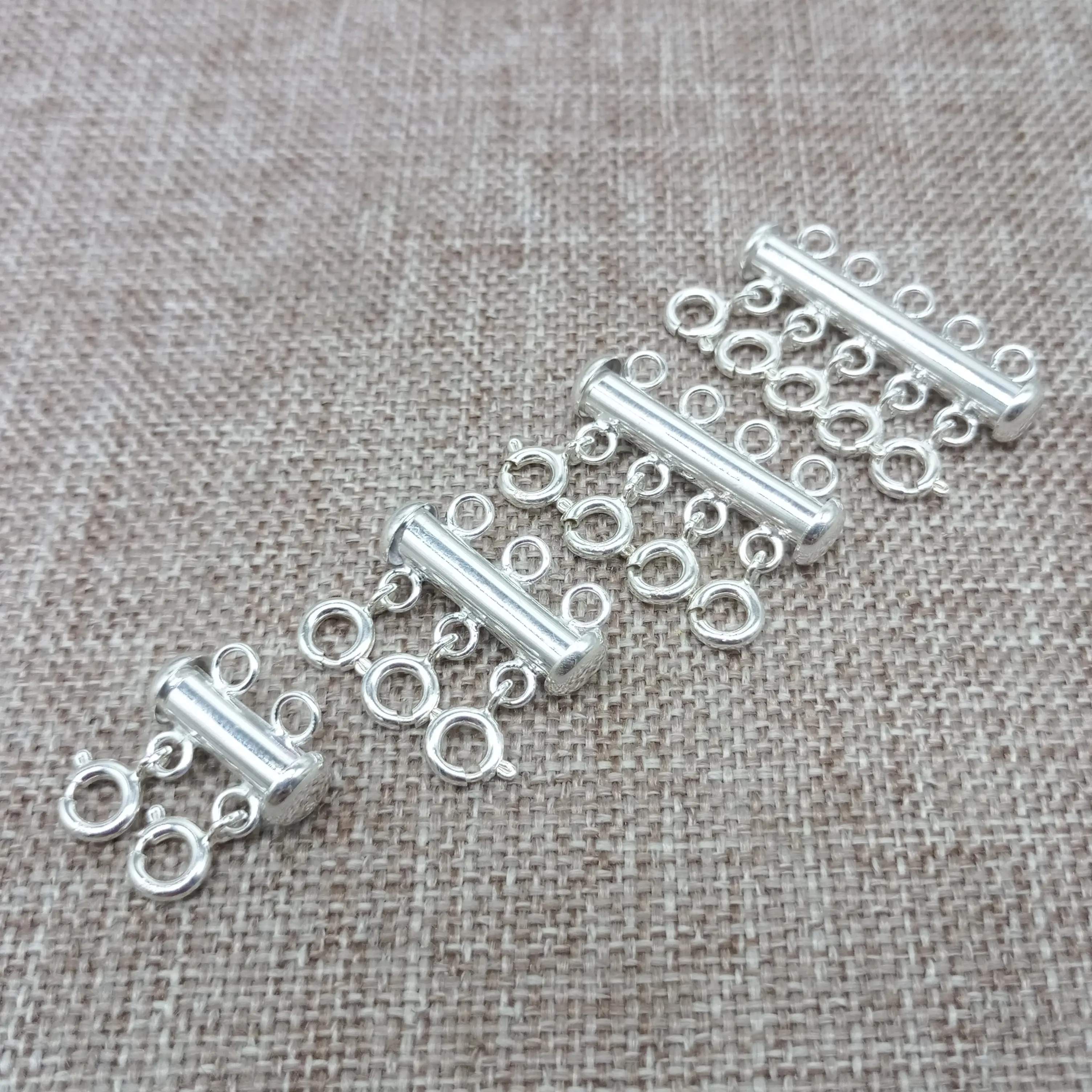 

925 Sterling Silver Layered Detangler Tube Clasp 2 3 4 5 6 7 8 Strands for Necklace