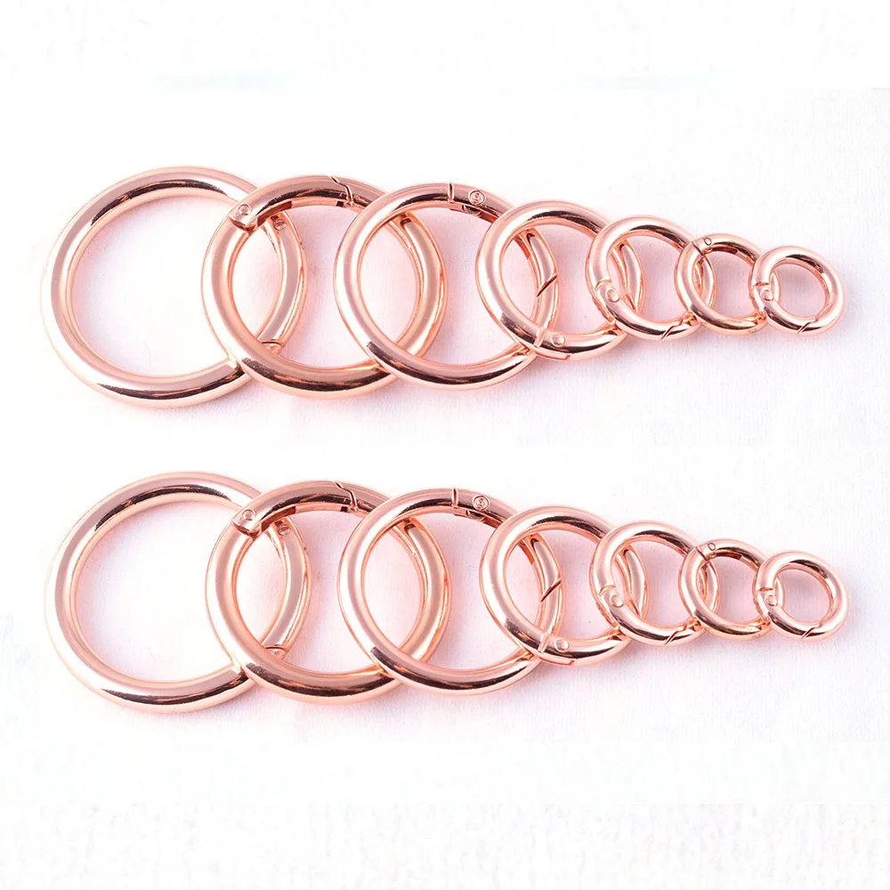 

Rose gold Round Ring Gate Spring Snap Hook Gate 11-38mm O Ring Metal Snap Clasp Webbing Hook Bag Clasp Spring Buckle