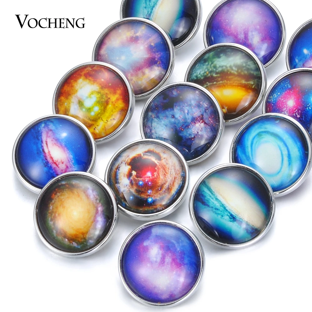 Mix DIY Snap Buttons Charms Fluorescence luminous Universe Glass Snap Fit 18mm for Neckalce Bracelet Interchangeable Jewelry