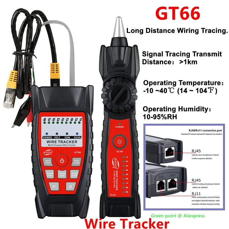 

5PCS Outdoor Wire Tracker GT66 Wiring Fault Inspection Functions Handheld Networking Cable Inspection Line LAN Detector Tester