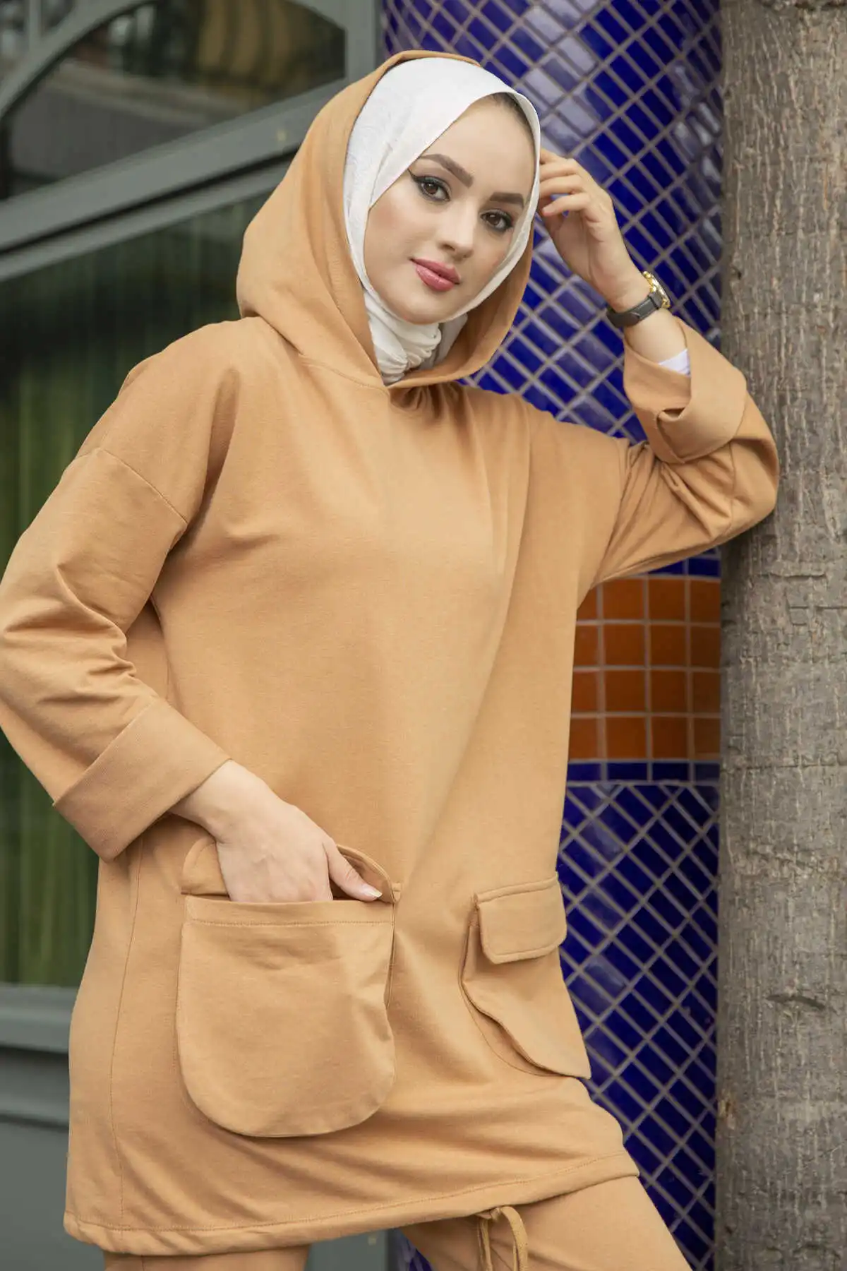 Sudadera con capucha para mujer, conjunto de dos piezas musulmanas, ropa cómoda diaria, vestidos de Hijab, ropa islámica, tienda de moda de Dubai en