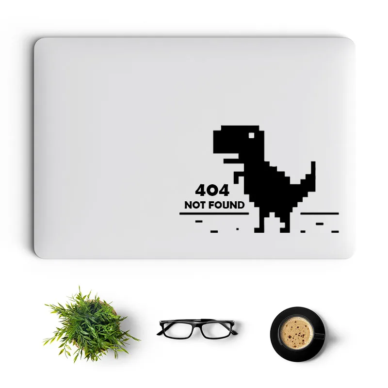 

404 Not Found 8 Bit Dinosaur Vinyl Laptop Sticker for Macbook Pro 14 16 Air Retina 11 13 15 Inch Mac Cover Skin Notebook Decal