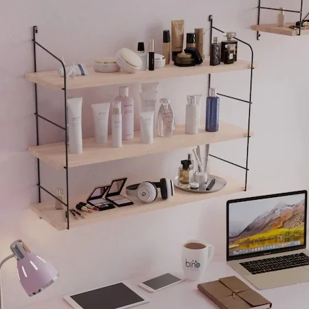 Bino Rak Buku Rak Dinding Ukuran Besar 3 Lapis Kayu Alami Solid