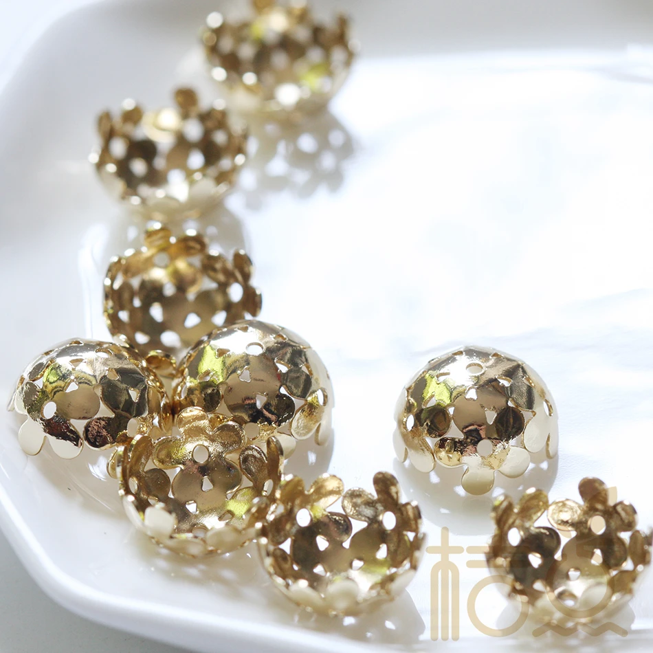 DIY Supply-Solid Brass Finding Flower Caps - 12mm (4245C)