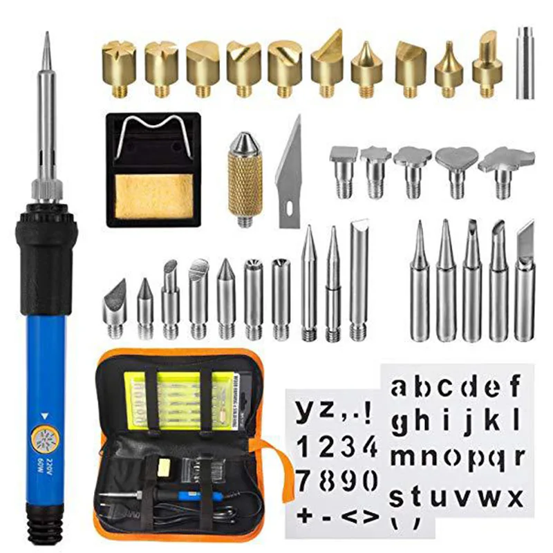 

220V/110V 60W Soldering Iron Wood Burning Kit Heat Transfer Gourd Engraving Tool Carving Pyrography Pen Welding Set