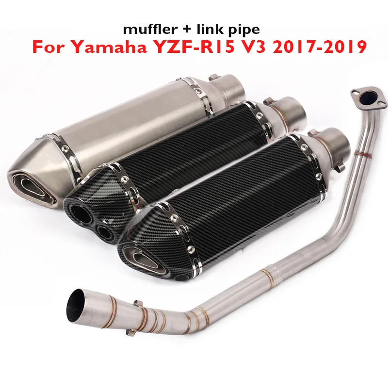 Motorcycle Exhaust Muffler Escape Silencer Tip Connector Link Pipe Header Tube for Yamaha YZF-R15 V3 2017-2019