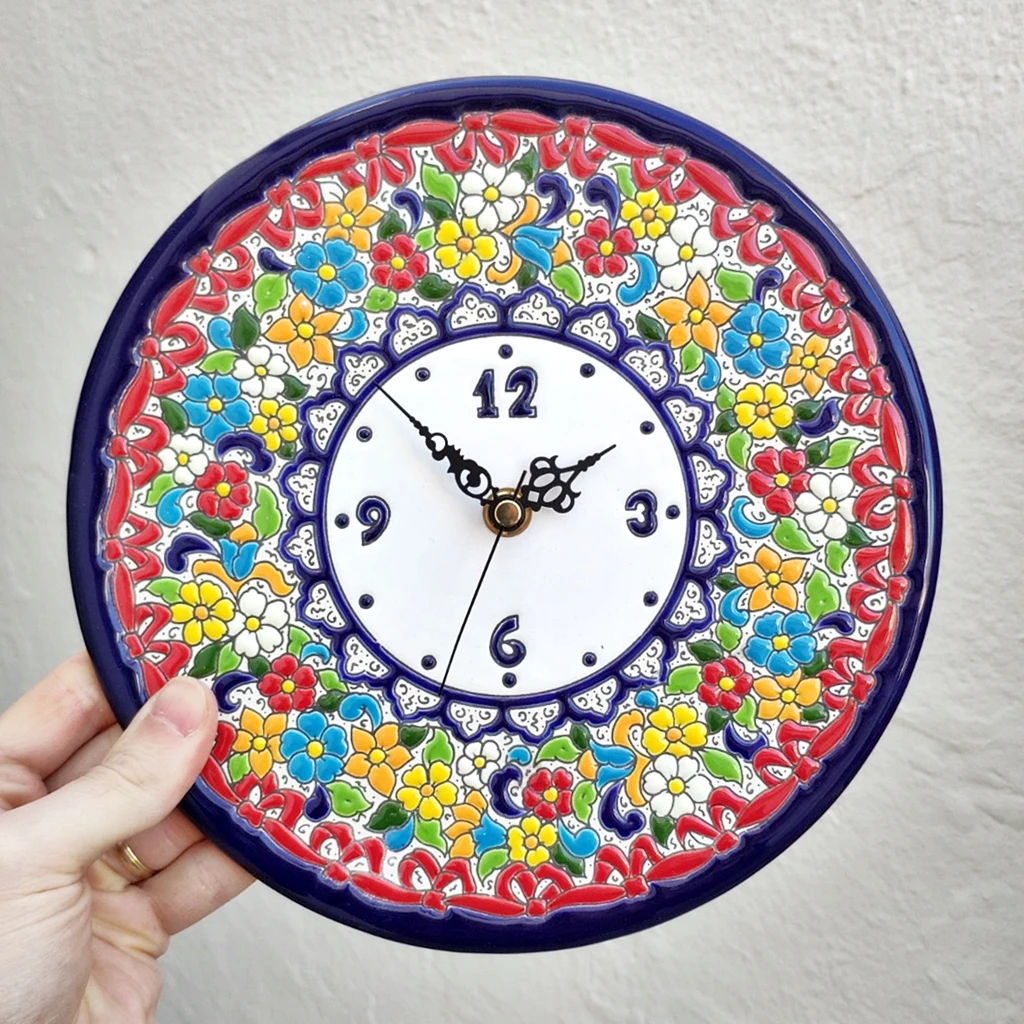 Ceramic Clock Spanish's 24 cm/9,45 inch Diameter enameled-handmade-Made in Spain-Home and decoration