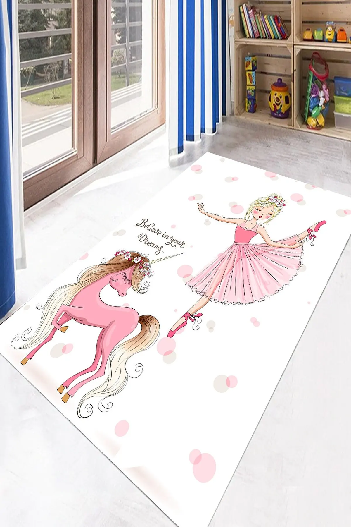 

Fun Ballerina and Unicorn Patterned Kid Room Game Carpet Rug Tateme Tatami Mat Decoration Bedroom Decor Quarto Kilim