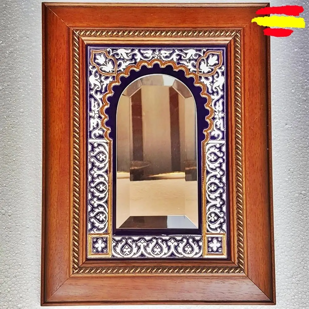 Mirror Ceramic Framed wooden 40x30cm/15.7x11.8in - Ceramics glazed up handmade - Made in Spain - MIJASCERAMIC - ARTECER -