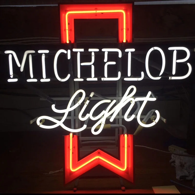 Neon Sign Light Michelo Light Glass Neon Bar Sign Handcraft Vintage Beer Wall Aesthetic Room Decor Lamp Hotel Neon Light Sign