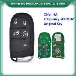 Keyless 5 przycisk dla Fiat 500 500L 500X 2016 + obudowa inteligentnego pilot z kluczykiem samochodowym automatyczne sterowanie 433MHz 4A Chip SIP22 ostrze