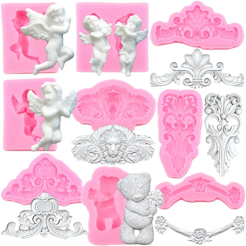 Sugarcraft Baroque Scroll Relief Silicone Mold Cake Border Fondant Molds Cake Decorating Tools Candy Chocolate Gumpaste Moulds