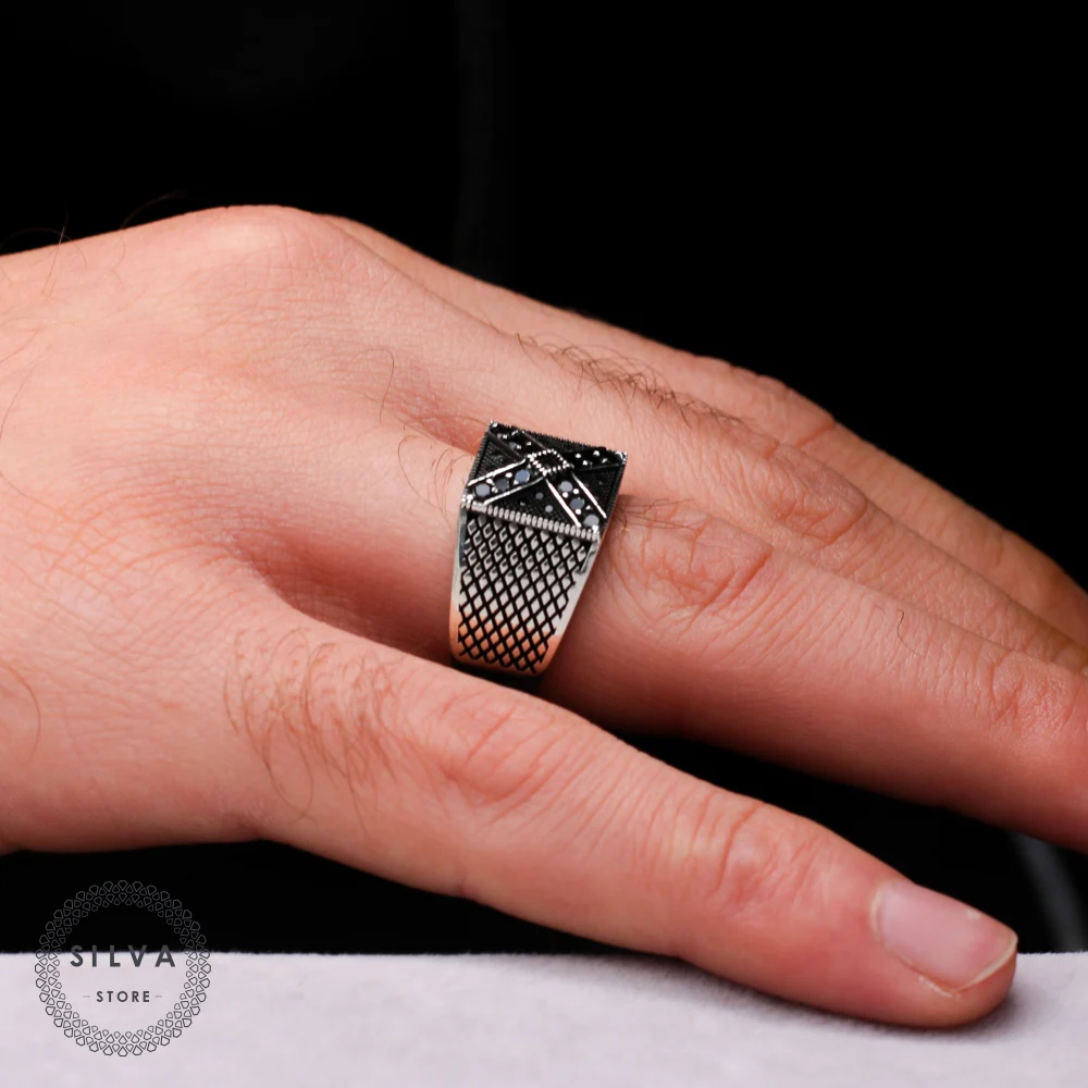 925 silver men's ring. Men's jewelry  stone stamped with silver stamp 925 All sizes are available