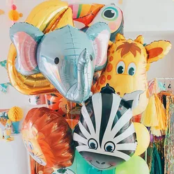 3D Elefant Giraffe Tiger Lion Kopf Tier Folie Ballon Dschungel Safari Geburtstag Party Dekorationen Kinder Geschenk Spielzeug Helium Luft Globos