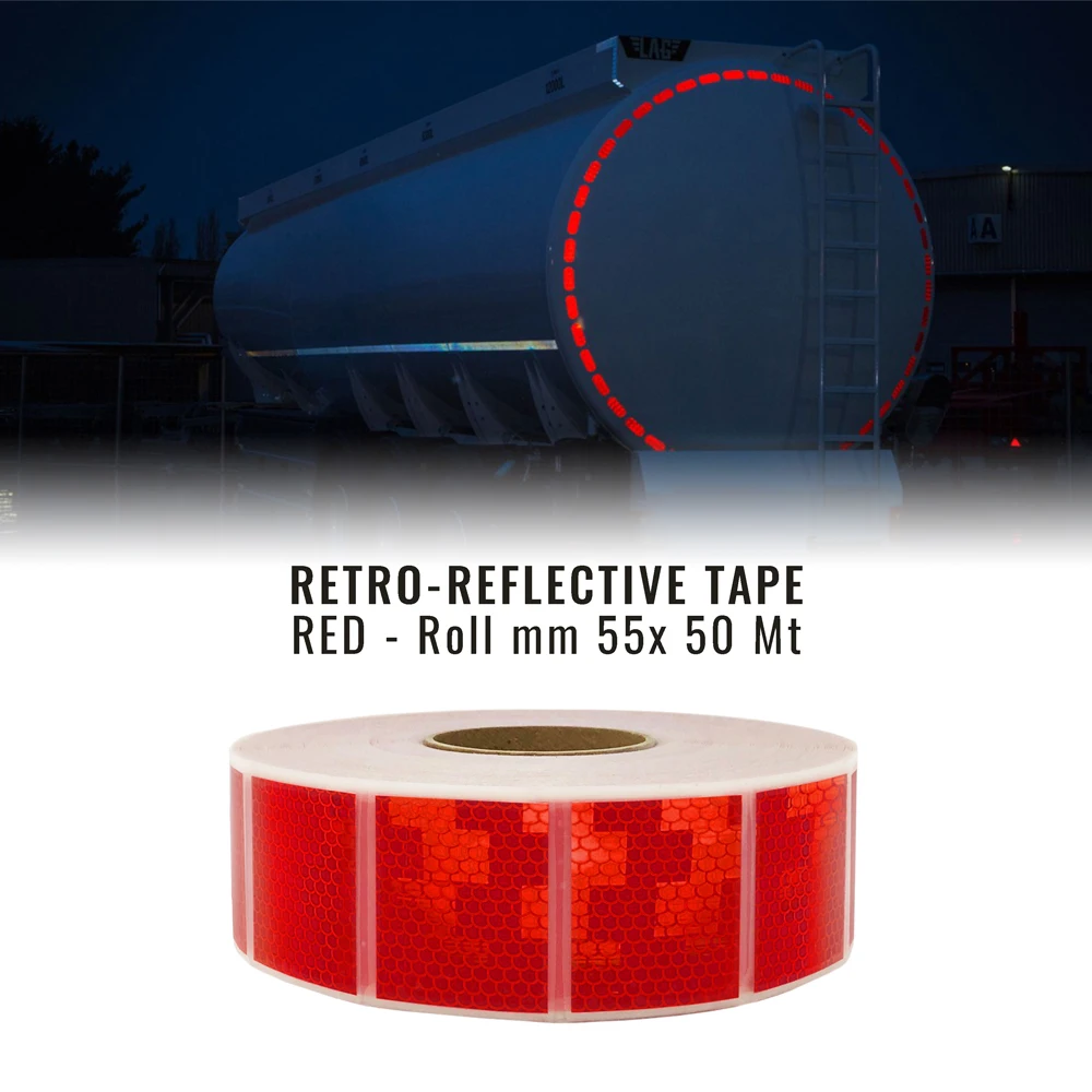 Reflective tapes approved Ece un 104 for sheeted, White, 55 mm x 50 mt