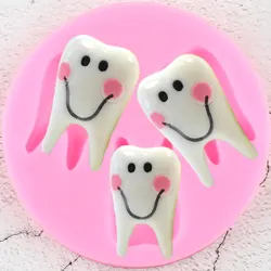 Stampo in Silicone molare per denti compleanno per bambini Cupcake Topper strumenti per decorare torte fondente stampi in resina per caramelle stampi per cioccolato Gumpaste