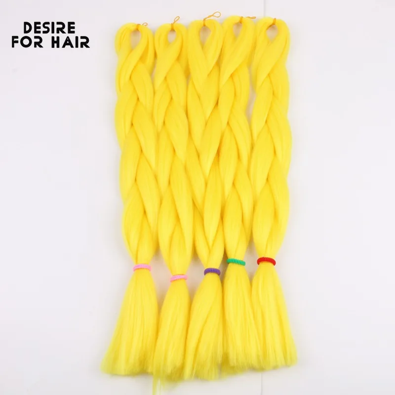 Desire for Hair 24inch Synthetic Braiding Hair Yellow Color Jumbo Braids For Box Braids Dreadlocks Making Heat Resistant Fiber