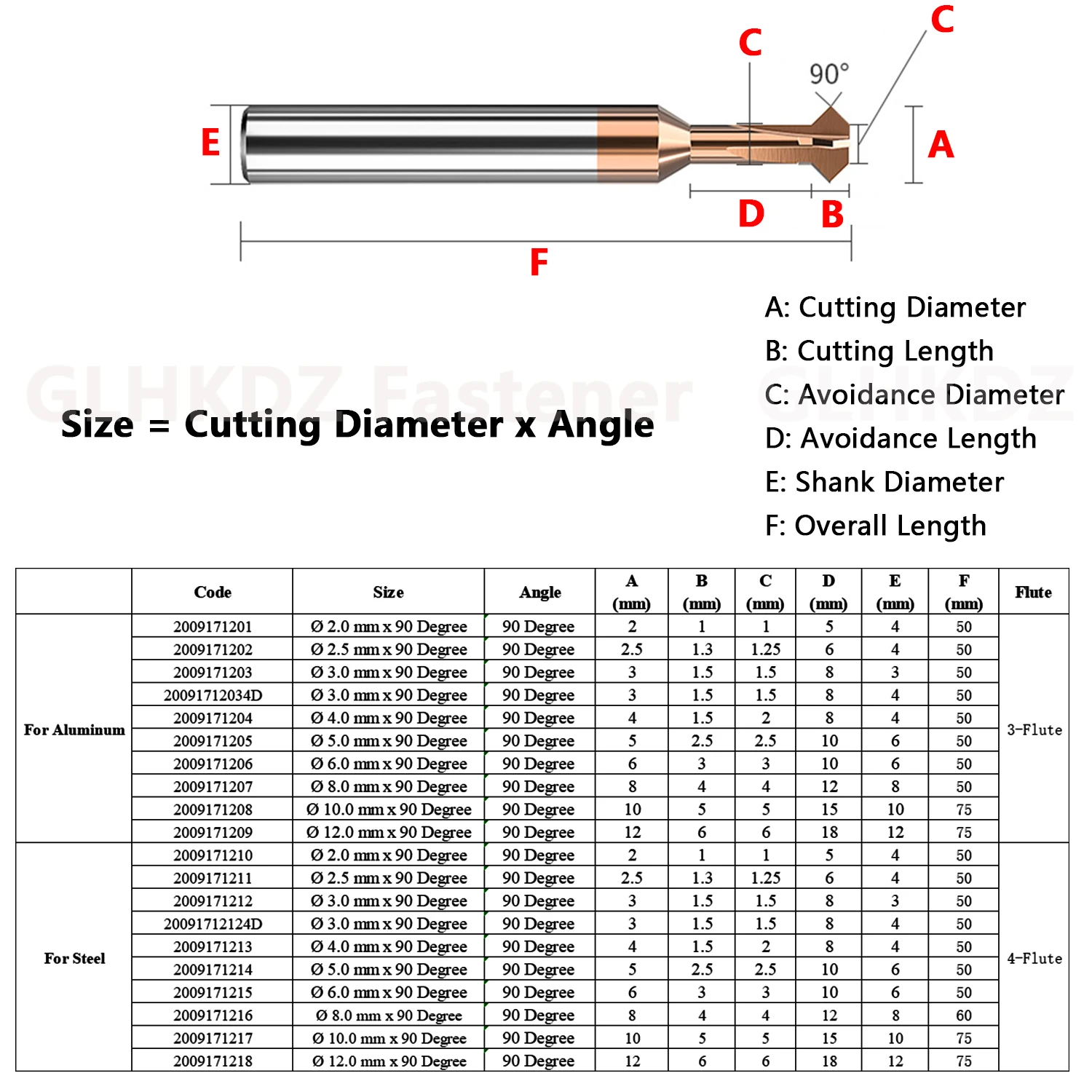 2-12mm 90° Forward & Reverse Deburr Solid Carbide Coated Dovetail Milling Cutter Chamfer End Mill Router Bit HRC55 for Steel Alu