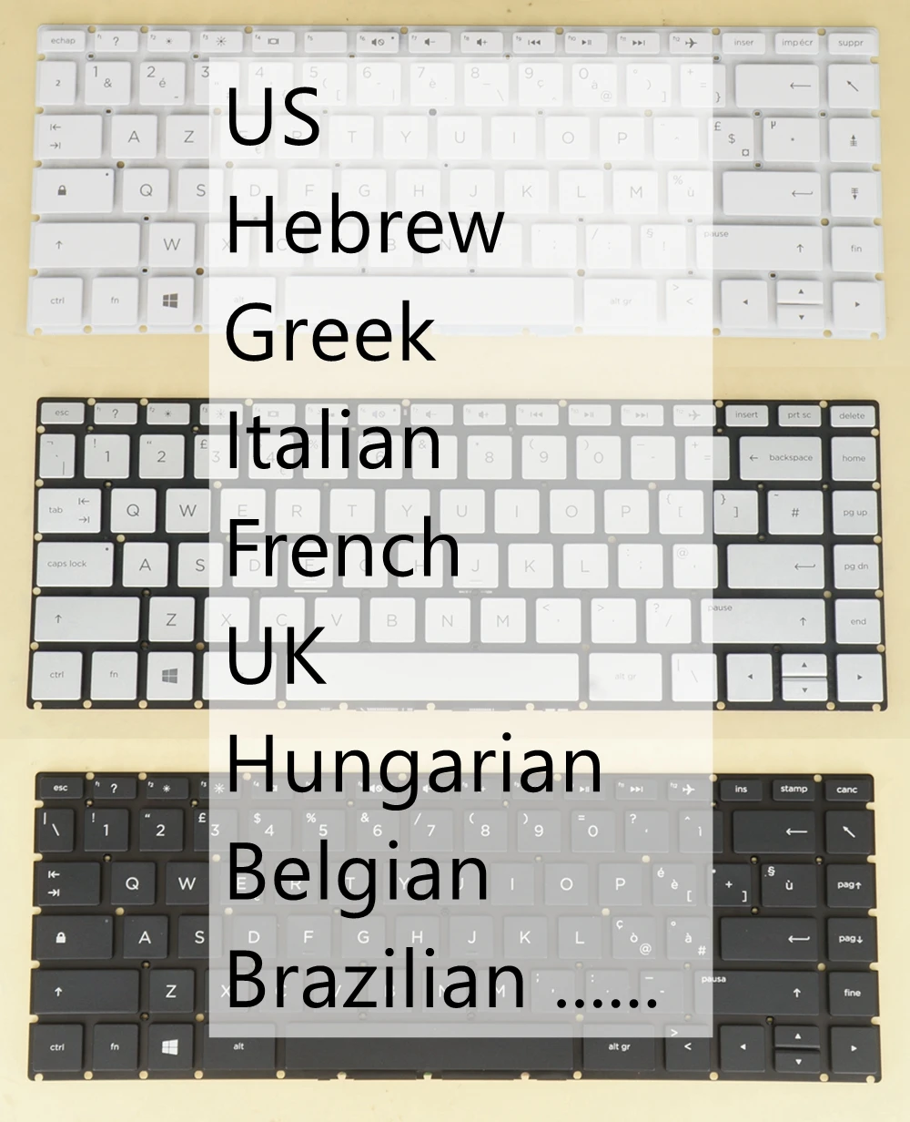 

US Hebrew Greek Italian French Keyboard For HP 14g-br000 14g-br100 14m-ba100 Pavilion x360 14-ba000 14-bk000 14-bk100 14m-ba000