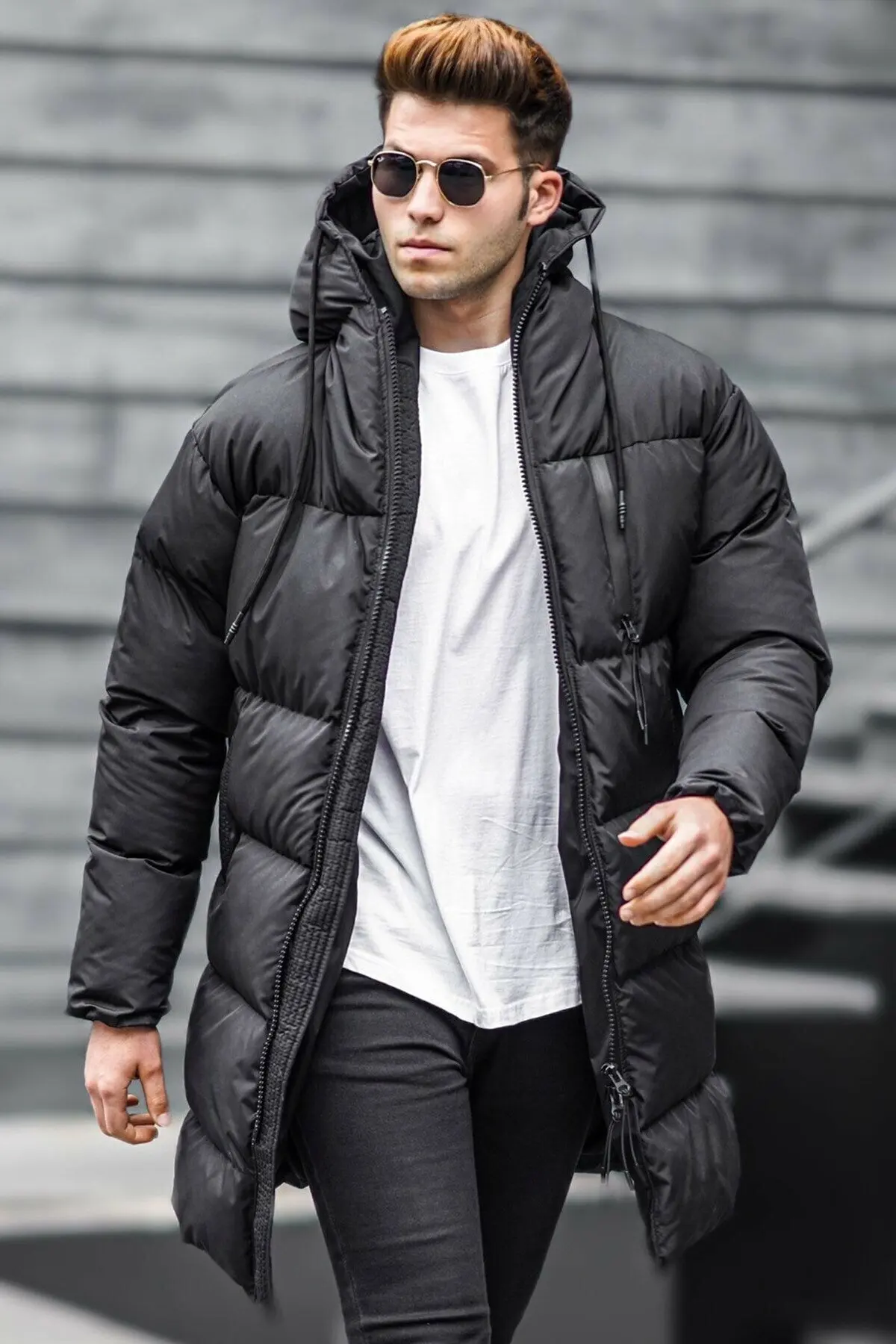 Black Beige Smoked Gray Polyester Cotton Hooded 2021 New Season Down Jacket Stylish Long Model Quality Madmext Brand