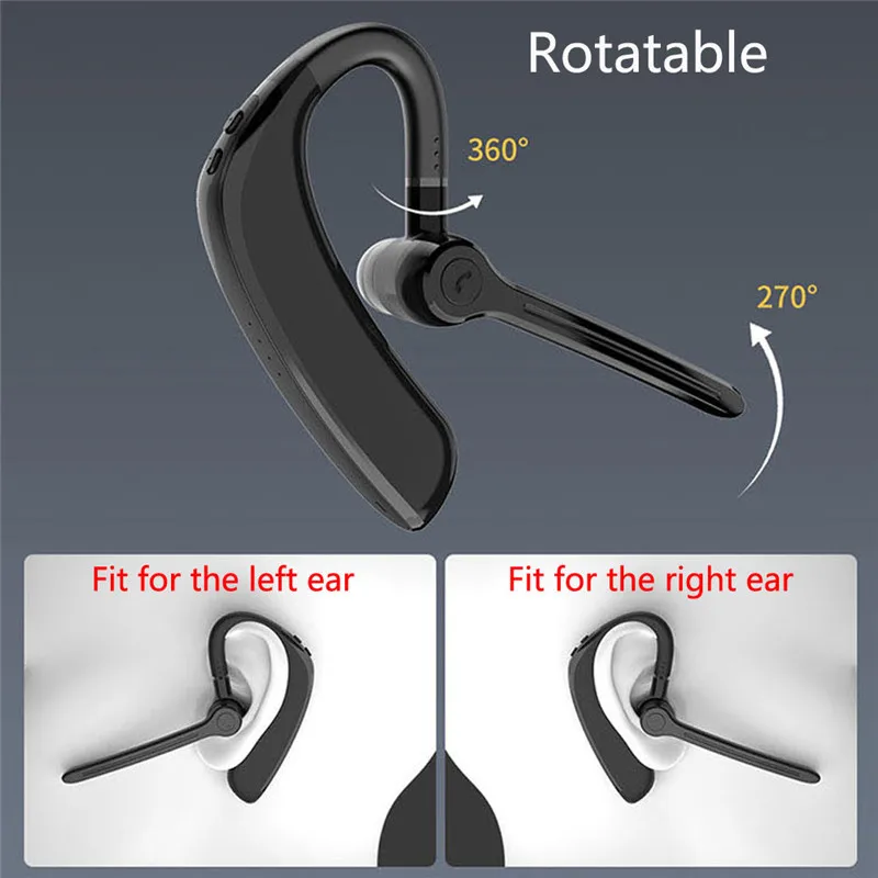 Earphone Nirkabel Headset Telinga Kiri atau Kanan Headphone Trucker Driver Olahraga HD Earpiece Suara dengan Mikrofon untuk iPhone Samsung Android