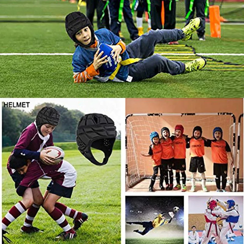 Rugby Helmet Padded Headguard Headgear for Soccer Scrum Cap Head Protector Soft Protective Helmet for Kids Youth Baby Football