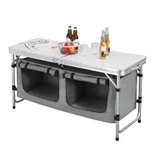 Folding Outdoor Picnic Table with Storage #3